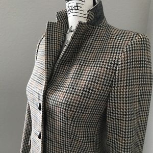 Zara Woman Wool Blend Houndstooth Blazer Jacket XS